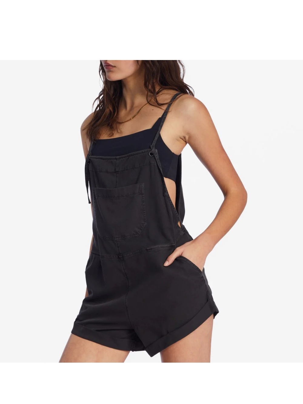 Billabong Wild Pursuit Romper Dark Gray Overalls Size M - Picture 12 of 15